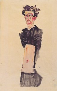 Zelfportret met ontblote navel door Egon Schiele